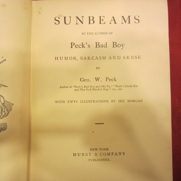 ANTIQUE 1900'S PECK'S SUNBEAMS, BY GEO W PECK, HC BOOK - Picture 6 of 8